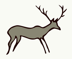 Primitive rock painting. Vector drawing