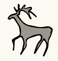 Primitive rock painting. Vector drawing