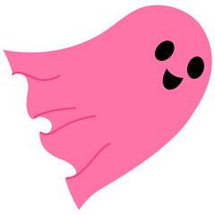 cute smiling pink ghost illustration 