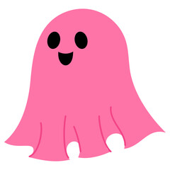 cute smiling pink ghost illustration 