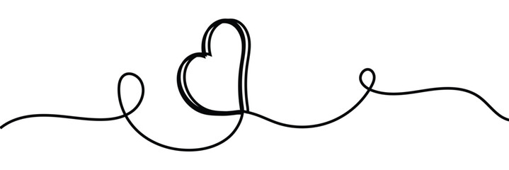 Heart lines. Continuous heart line drawing fancy minimalist illustration. Symbol of love one line abstract minimalist outline drawing