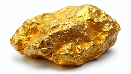 Glimmering Gold Rock Isolated on White Background Perfect for Natural Resource and Luxury Themes