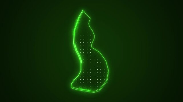 Neon Green Liechtenstein Map Borders Outline Loop Background