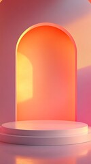 Innovative product design background featuring a prominent podium for speakers