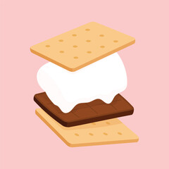 Chocolate bar and graham crackers. S'more graham cracker, chocolate, and marshmallow.
