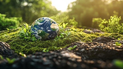 The concept of 17 Global Goals is illustrated in 3D with the Moss Forest Background