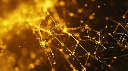 abstract. yellow technology background of a quantum cyber network. Artificial neuron Generative Ai