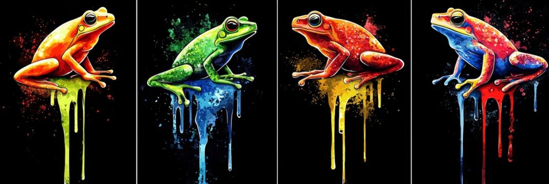 Stock angry red-eyed tree frog on black background.