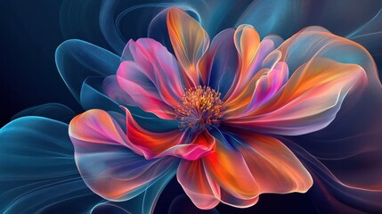 Beautiful abstract colorful flower design. Generative AI