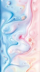   Blue, pink, and white swirls on a blue-pink background with a white border - Abstract art