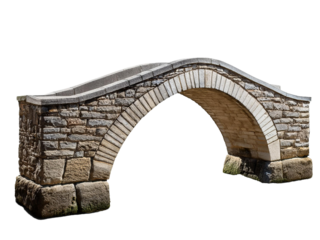 old stone bridge isolated. ancient footbridge 