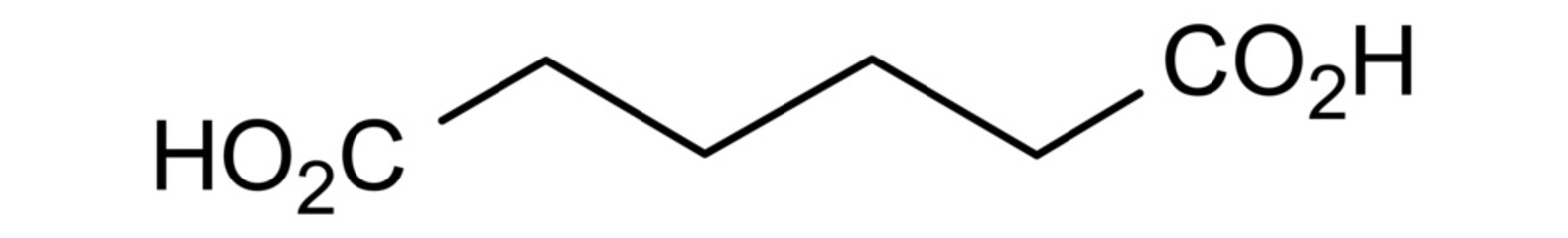 Chemical structure of adipic acid, drug substance