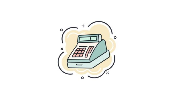 Animated of Cash register icon motion graphic animation. paymen concept icon animation