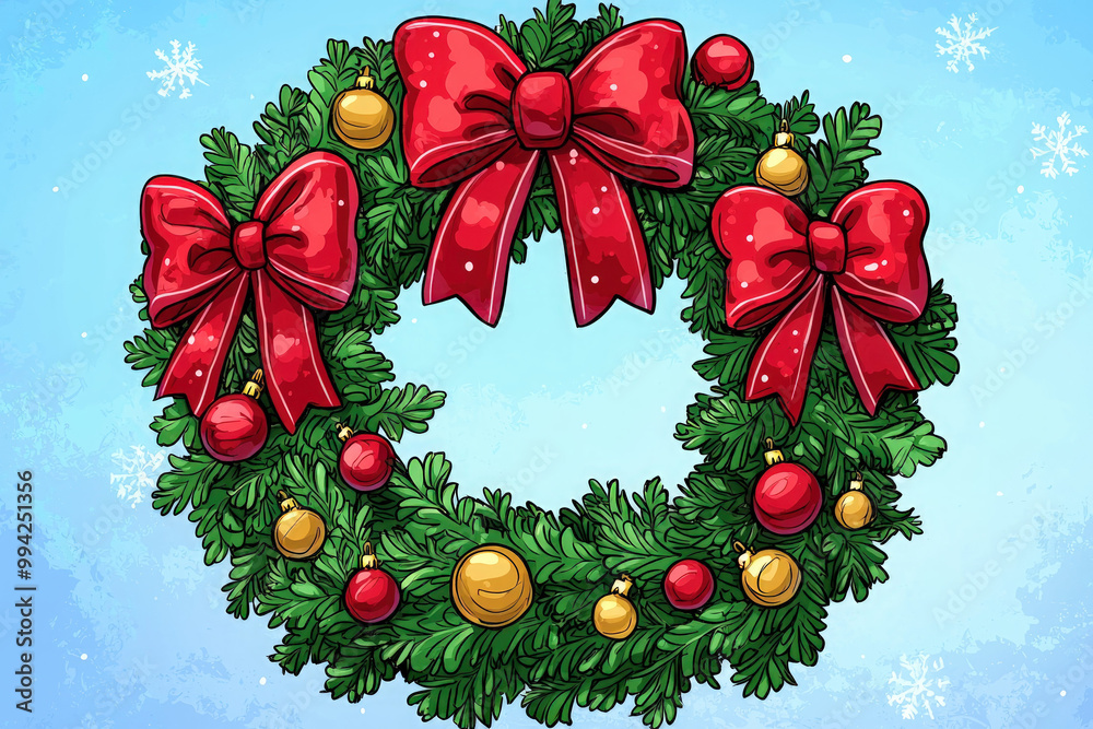 Canvas Prints christmas wreath cartoon illustration