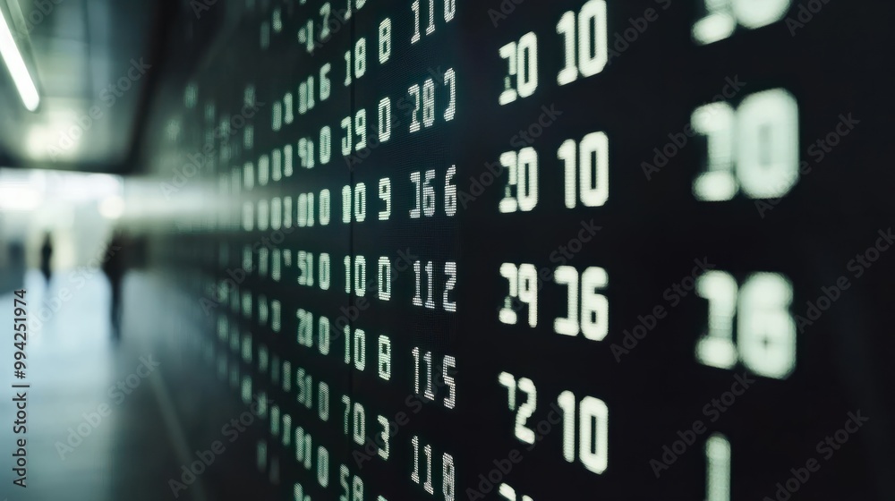 Poster computer screen exhibiting multiple numeric values