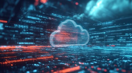 Fototapeta premium Cloud computing transfer big data on internet. futuristic digital technology .Generative AI