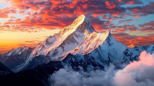Evening view of Ama Dablam with beautiful clouds on the way to Everest Base Camp - Nepal 