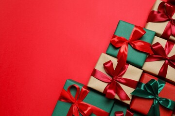 Beautiful gift boxes on a colored background