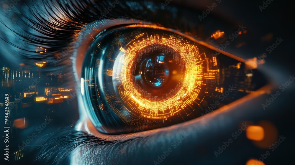 Poster eye of futuristic and innovative imagery ai and automation use of artificial intelligence and automa