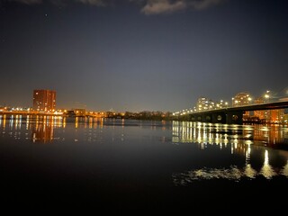 night view of the city of the river