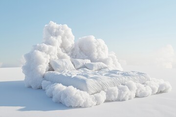 Cloud-like pillows and a cloud-like bed.