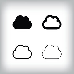 Simple cloud icon set. 4 Different thicknesses and archive backup designs. planning and event icon.