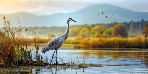 Crane by the Lake