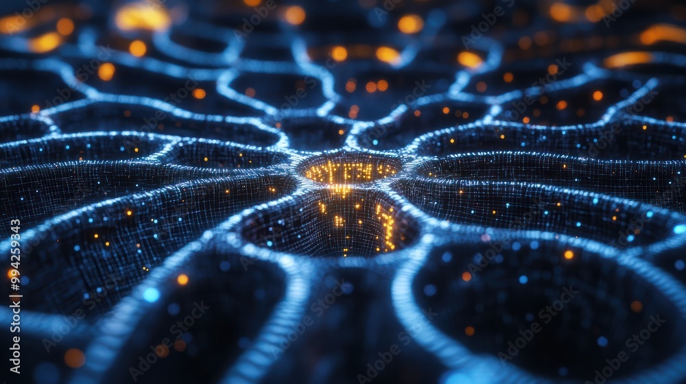 Poster illustrative 3d animation of neural network. concept: chatbot, artificial intelligence, deep learnin