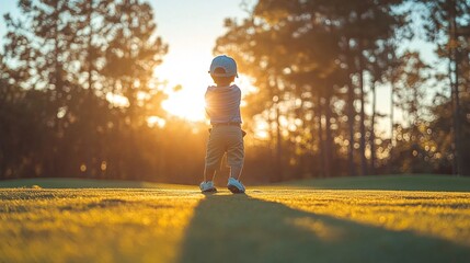 golf course training lesson featuring a young golfer dedicated to enhancing performance and mastering the fundamentals of the sport through practice