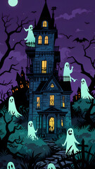 halloween background with castle