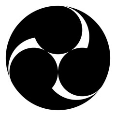 三つ巴（みつどもえ）。日本の家紋のアイコンベクターイラストセット © nekokawaodori