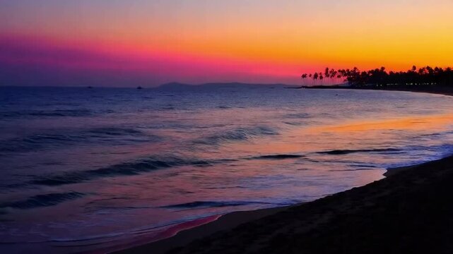 Coucher de soleil paisible sur la plage