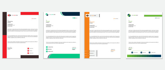 Fototapeta premium simple Modern company letterhead design template with a4 size color variation bundle