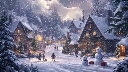 Fototapeta premium Winter snowy village