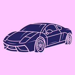 Sport Car Racing Cartoon Vector Icon Illustration