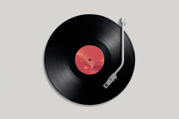 Fototapeta premium Vinyl record on a white background, retro style, music concept.