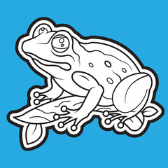 Cute Frog On Tree Cartoon Vector Icon Illustration. Animal Nature, white background