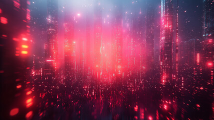 Fototapeta premium A cityscape with a red background and buildings in the foreground