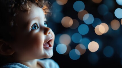 A contrasting interplay between blue and warm bokeh lights, creating a serene, tranquil background that captures the essence of calmness and peacefulness in darkness.