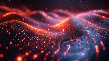 Fototapeta premium A computer generated image of a red and blue landscape with a lot of sparkles