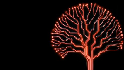 A futuristic tree with branches made of glowing circuits, symbolizing the fusion of technology and nature