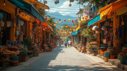 Naklejka premium Vibrant Street Market in Hoi An, Vietnam