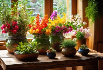 vibrant eco friendly containers bursting colorful natural materials sustainable living decor inspiration, design, sustainability, fun, plant, home, art