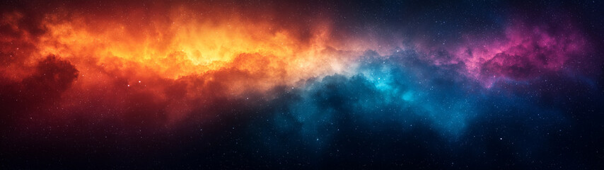 Naklejka premium A colorful galaxy with orange, blue, and purple clouds