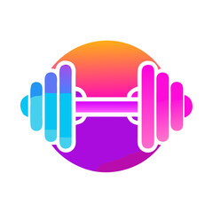 Fototapeta premium A modern fitness icon featuring a dumbbell with a sleek, minimalist design, using bright colors