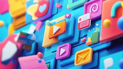 A vibrant social media ad being promoted across various platforms, with colorful visuals and engaging content