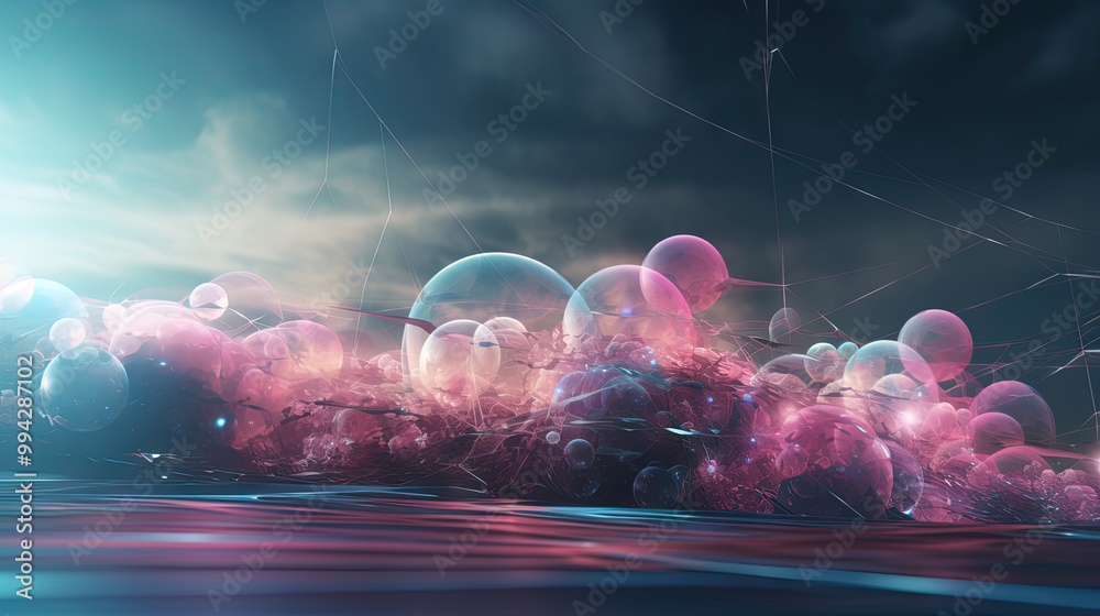Poster A colorful explosion of paint with a pastel color palette. Dynamic and energetic abstract background