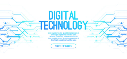 Abstract digital technology hi-tech futuristic blue white background, cyber information communication, innovation future tech data, internet network connection, Ai big data lines dots, circuit vector