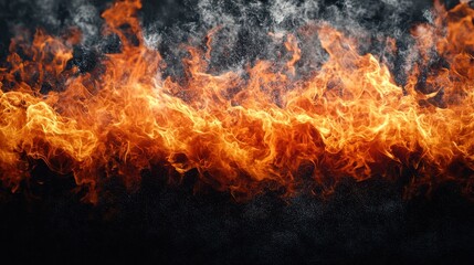 Vivid orange flames and billowing smoke combine to form a mesmerizing scene of fire, showcasing the intense and captivating elements of a raging inferno.