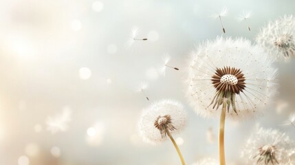 Obraz premium Elegant Lightness: Beige and Pastel Dandelion Wallpaper